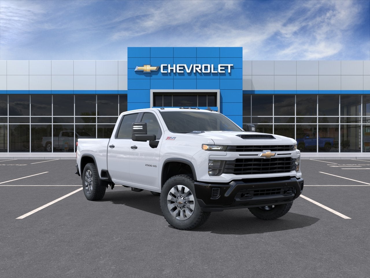 2026 Chevrolet Silverado 2500 HD Custom in Summit White — front three-quarter view