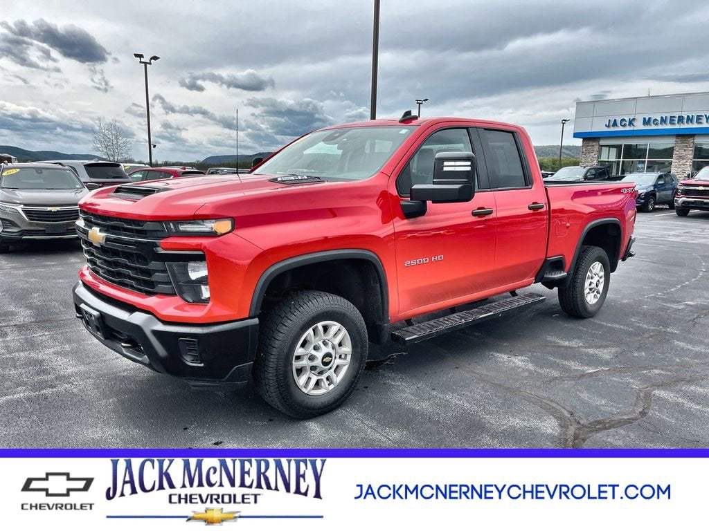 2024 Chevrolet Silverado 2500 HD WT in Red Hot — front three-quarter view