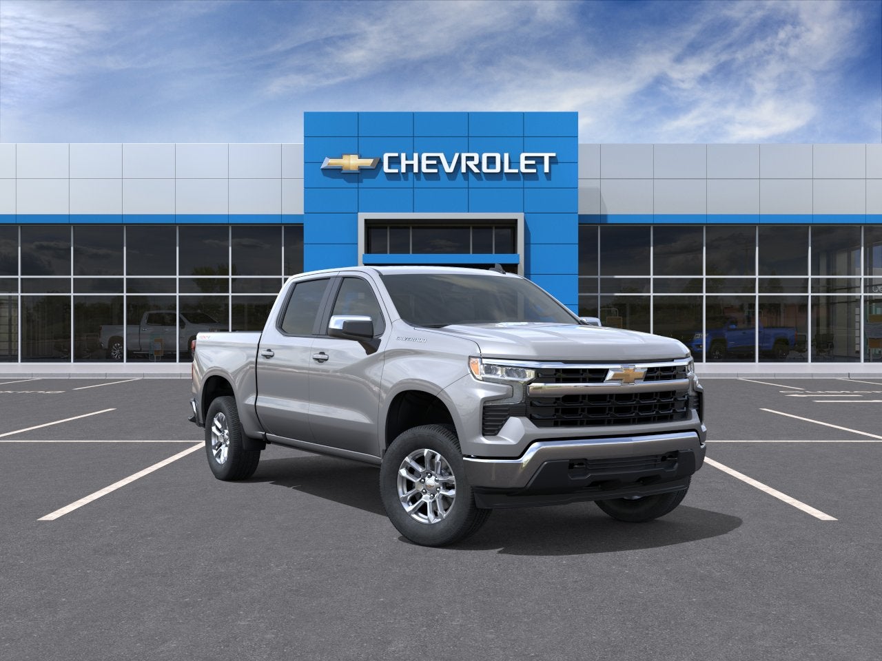 2026 Chevrolet Silverado 1500 LT (2FL) in Sterling Gray Metallic — front three-quarter view