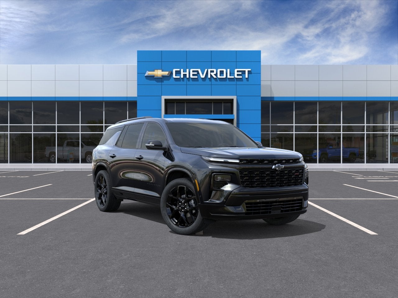 2026 Chevrolet Traverse RS in Mosaic Black Metallic — front three-quarter view