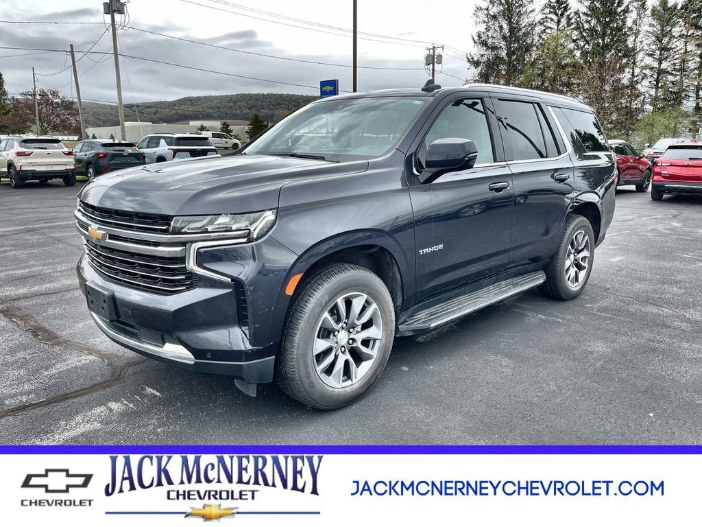 2023 Chevrolet Tahoe LT in Dark Ash Metallic — front three-quarter view