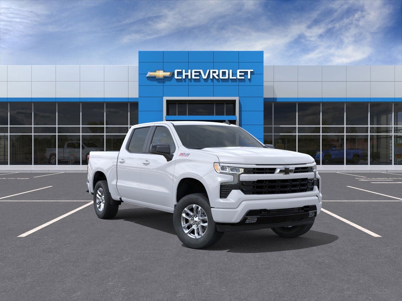 2026 Chevrolet Silverado 1500 RST in Summit White — front three-quarter view