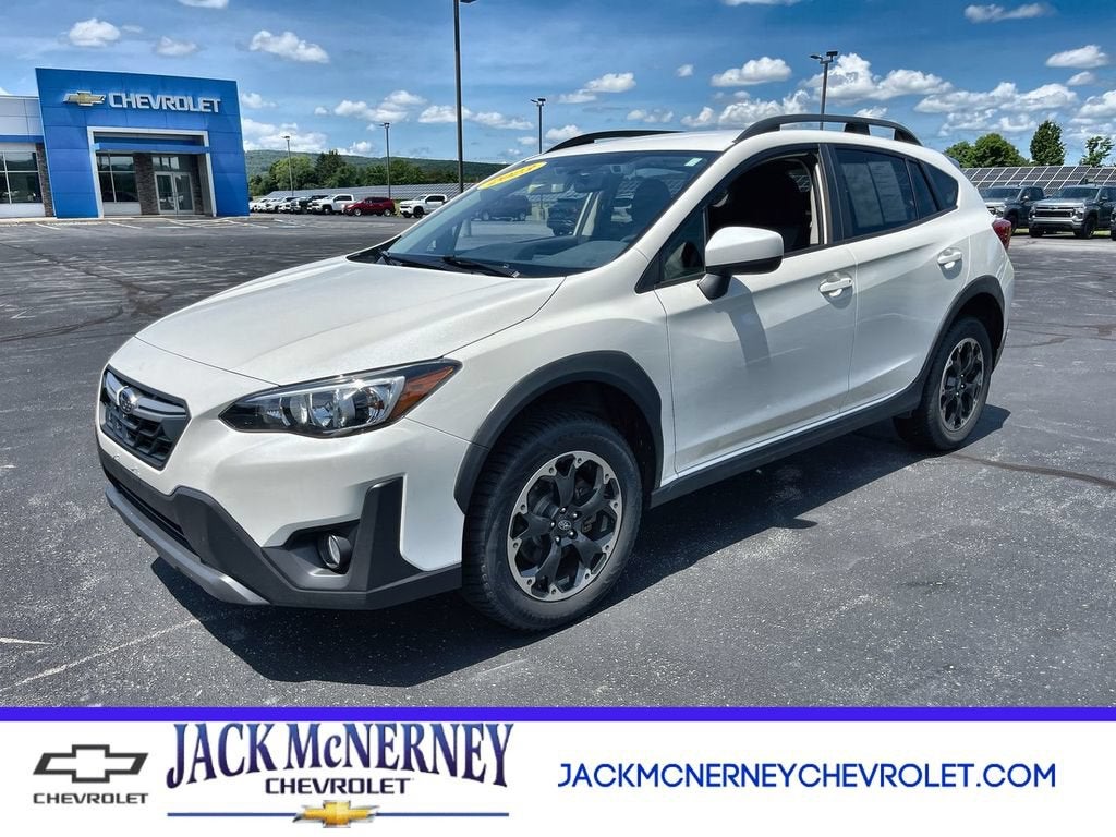 2023 Subaru Crosstrek Premium in White — front three-quarter view