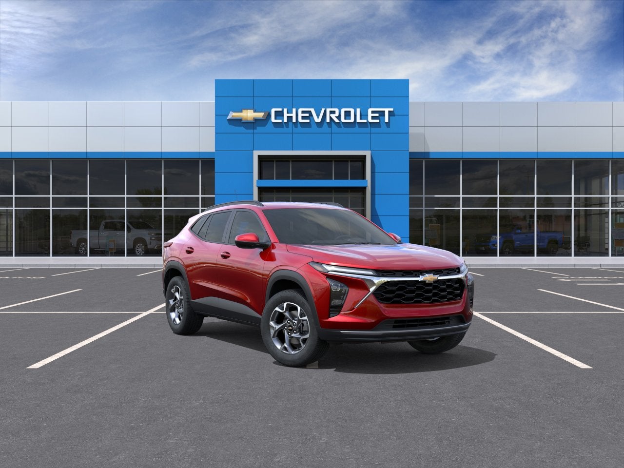2026 Chevrolet Trax LT in Apex Red — front three-quarter view