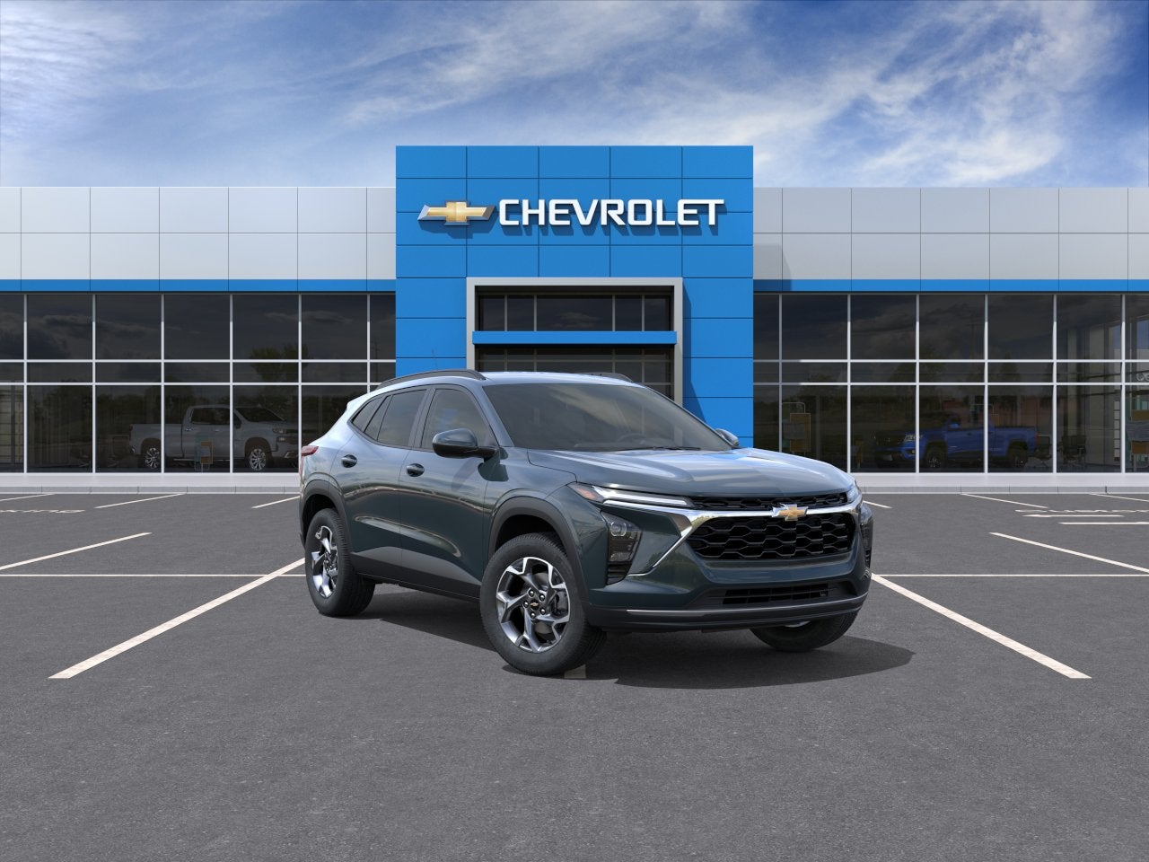 2026 Chevrolet Trax LT in Cypress Gray — front three-quarter view